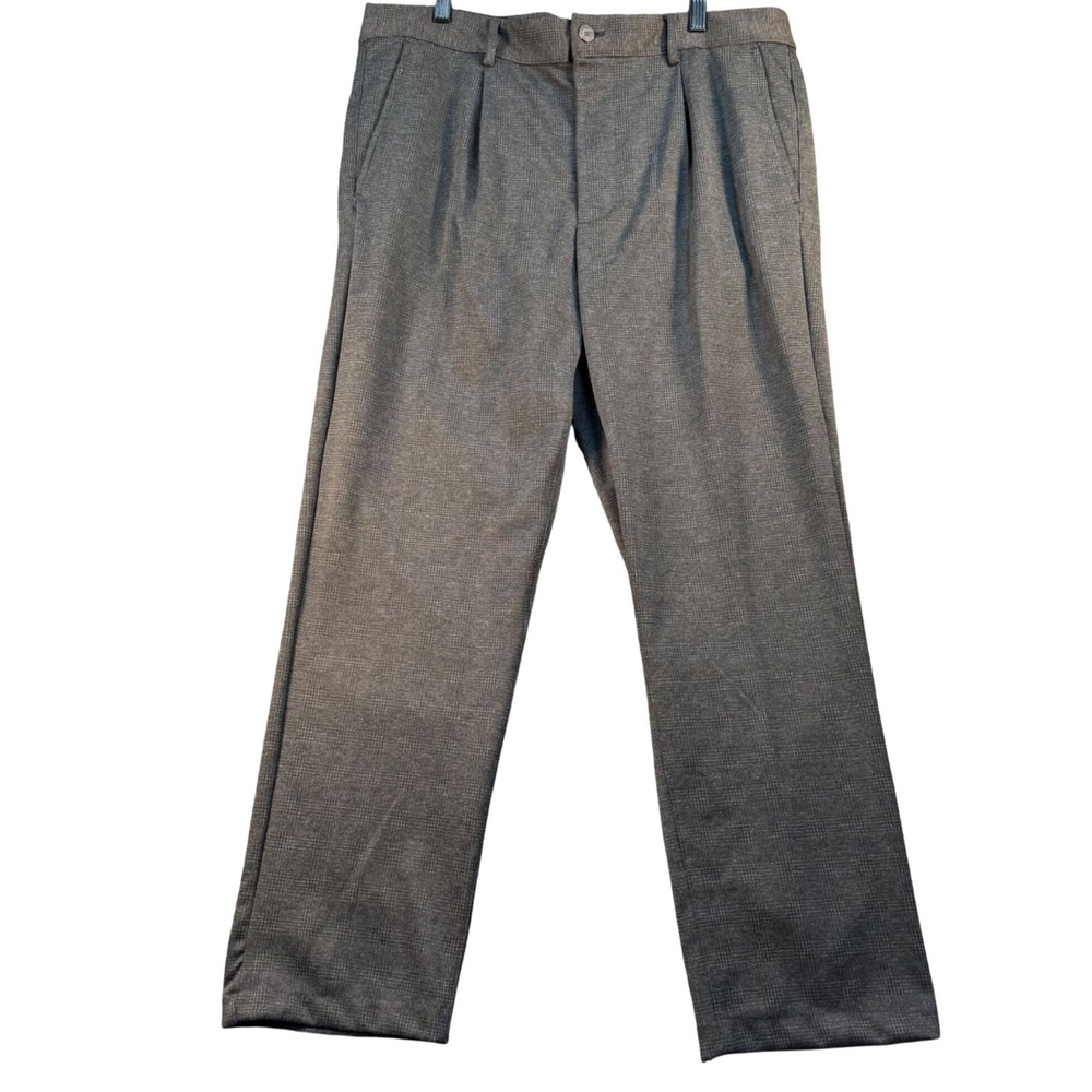 Goodfellow & Co Mens 36x30 Grey Glen Plaid Pleated Tapered Dress Pants NWT